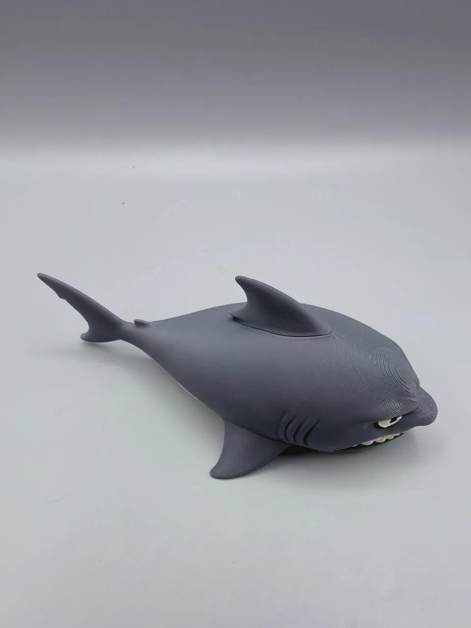Grumpy Shark Figurine, Funny 3D Printed PETG Desk Decor, Floating Great White Collectible Gift