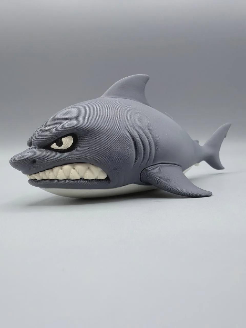Grumpy Shark Figurine, Funny 3D Printed PETG Desk Decor, Floating Great White Collectible Gift