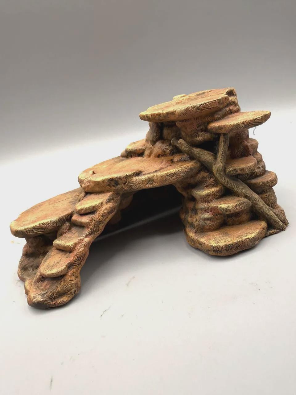 Sandstone Cave Hide Terrarium Decor, 3D Printed Desert Rock Hideout for Bearded Dragon Gecko Tarantula, PLA Dry / PETG Humid Vivarium