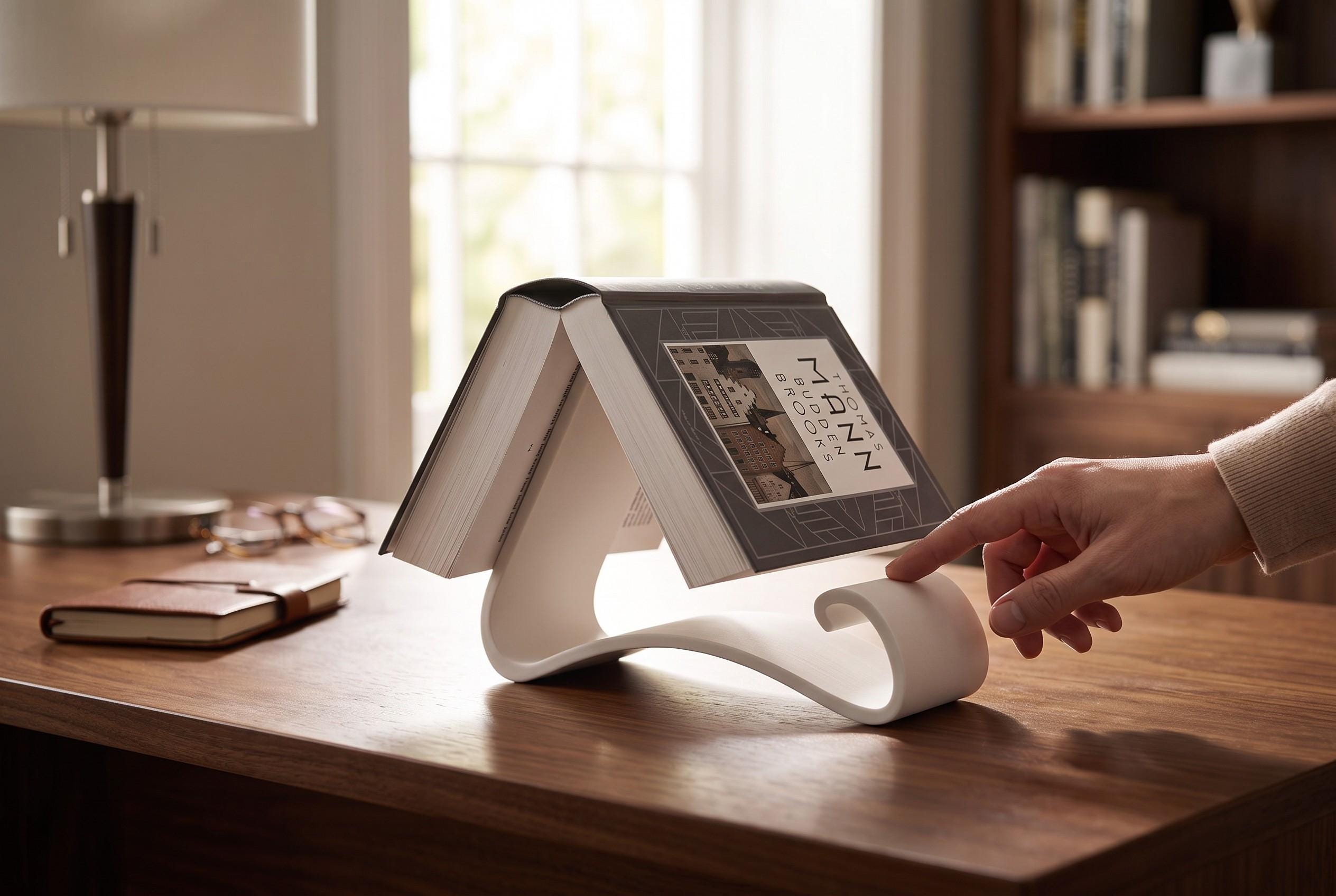 Wavy Book Stand 3D Printed Cantilever Book Holder for Readers & Cookbooks