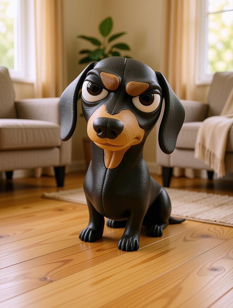 Grumpy Dachshund Figurine Gift, Funny Wiener Dog Desk Decor for Dog Lovers, Secret Santa Doxie
