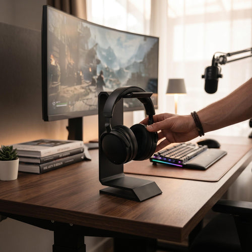 Cantilever Gaming Headset Holder, 3D Printed Headphone Stand | Minimalist Desk Organizer