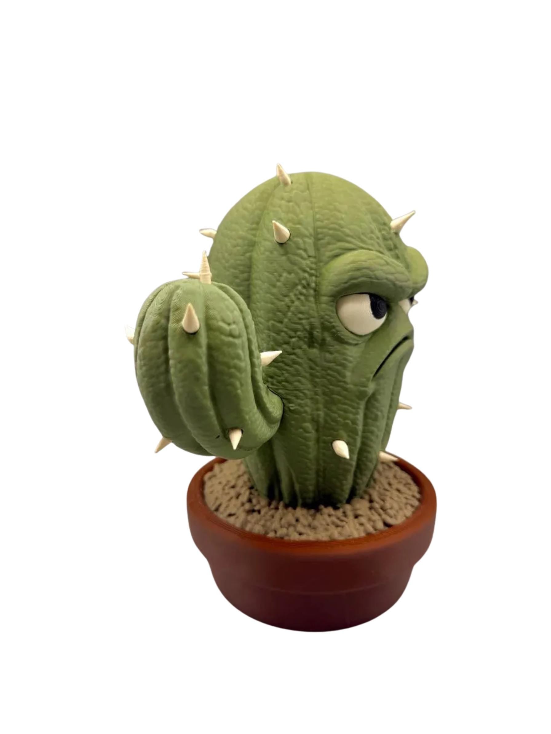 Grumpy Cactus Figurine Gift, Funny 3D Printed Plant Decor for Plant Lovers and Cranky Coworkers