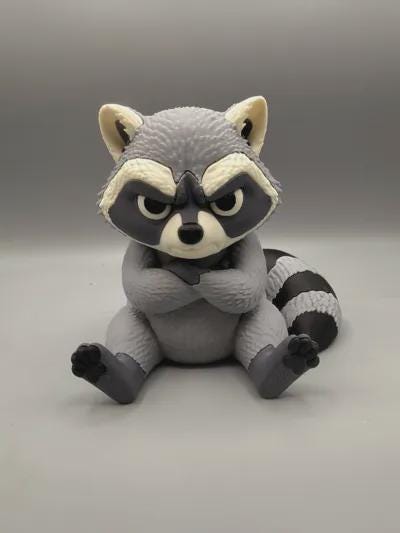 Judgmental Trash Panda Figurine, Arms-Crossed Grumpy Raccoon Who Is Absolutely Done With You