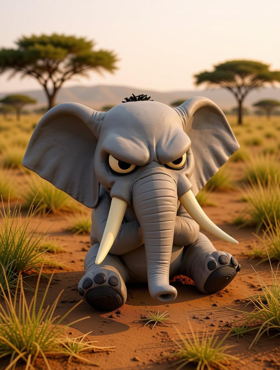 Enormously Annoyed Elephant Figurine, Grumpy Elephant Who Has Officially Had Enough Today