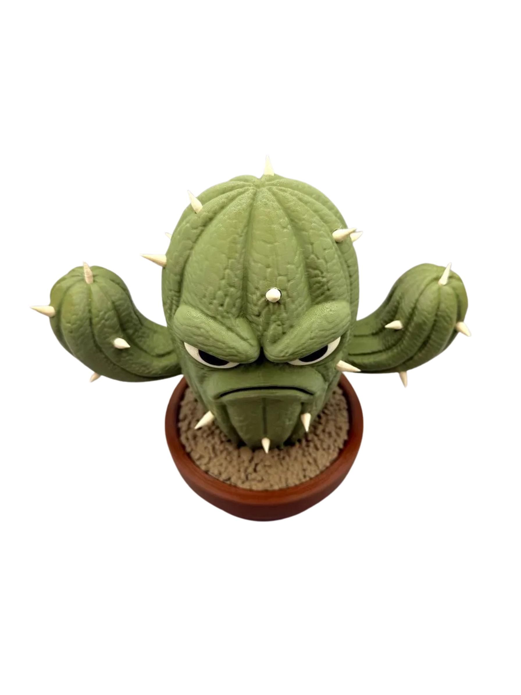 Grumpy Cactus Figurine Gift, Funny 3D Printed Plant Decor for Plant Lovers and Cranky Coworkers