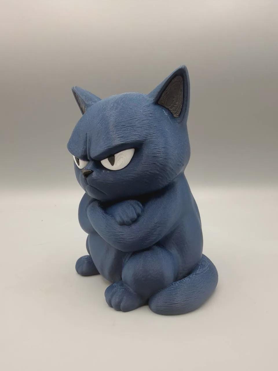 Grumpy Cat Figurine, Funny 3D Printed Desk Decor, Unimpressed Cat Collectible Gift for Cat Lovers