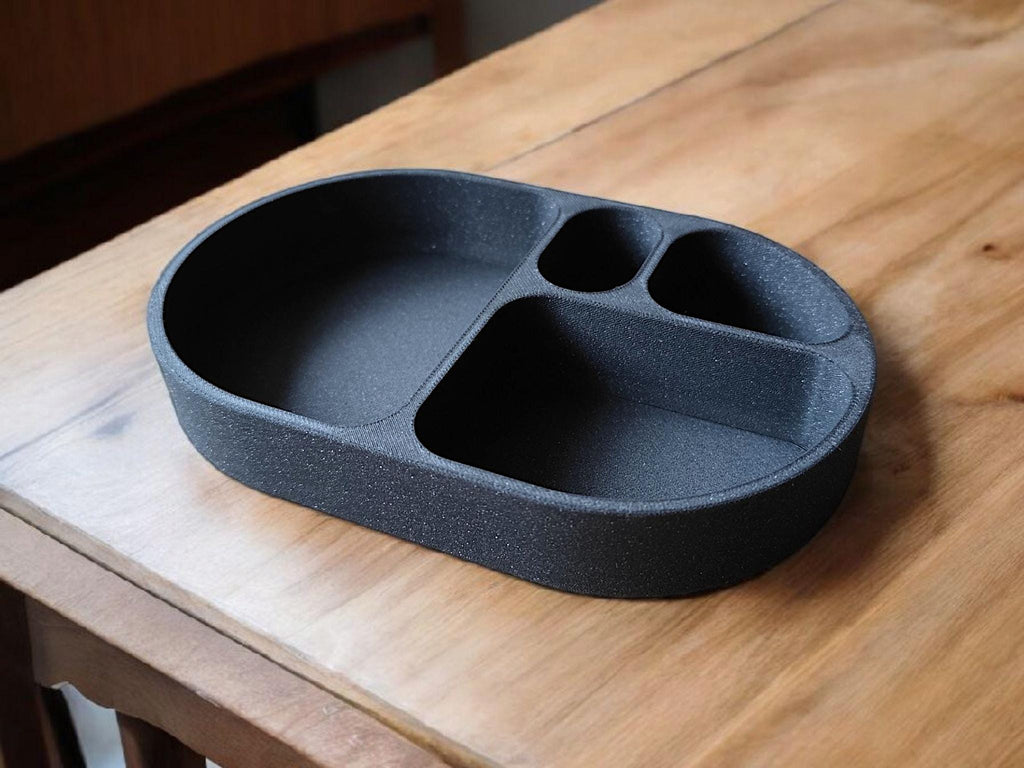 Sleek Rounded Catch-All Tray, Modern Minimalist Key Dish, Sculptural 3D Printed Valet Tray for Entryway or Desk