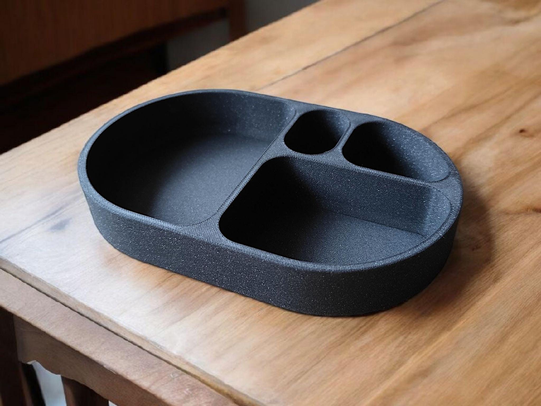 Sleek Rounded Catch-All Tray, Modern Minimalist Key Dish, Sculptural 3D Printed Valet Tray for Entryway or Desk