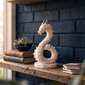 Low Poly Hydra Dragon Sculpture, 3D Printed White Geometric Fantasy Figurine, Modern Shelf Decor & Collectible Statue