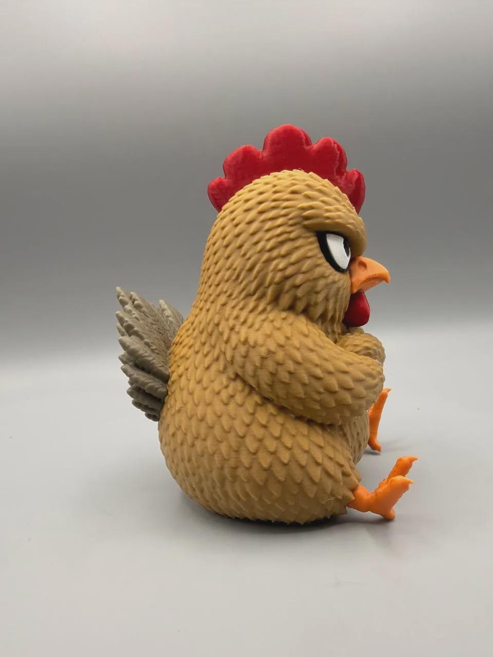 Skeptical Chicken Figurine, Crossed-Wing Grumpy Hen Who Is Ready to Speak to the Manager