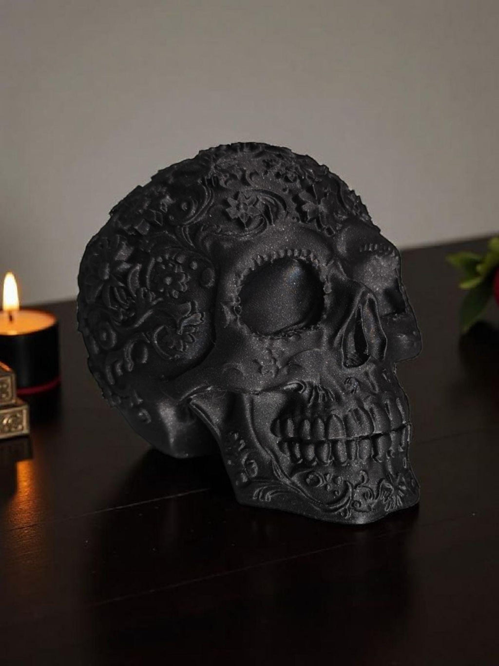 Mexican Ornament Skull, 3D Printed Day of the Dead Decor, Ornate Sugar Skull Sculpture, Dia de Los Muertos Halloween Display Piece