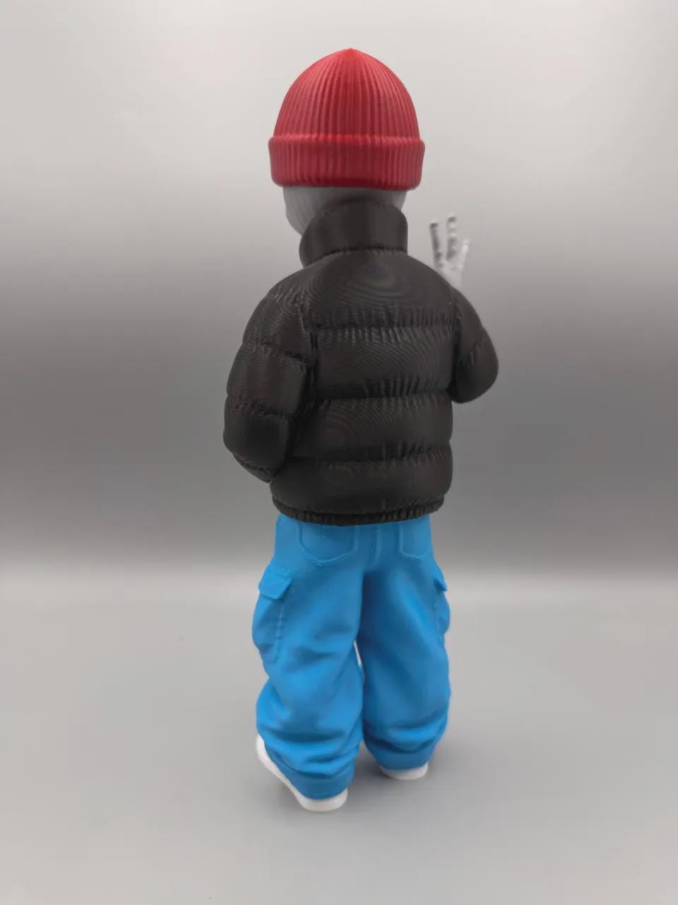 Gray Alien Figurine 3D Printed, Urban Streetwear Alien Desk Decor, Sci-Fi Shelf Collectible