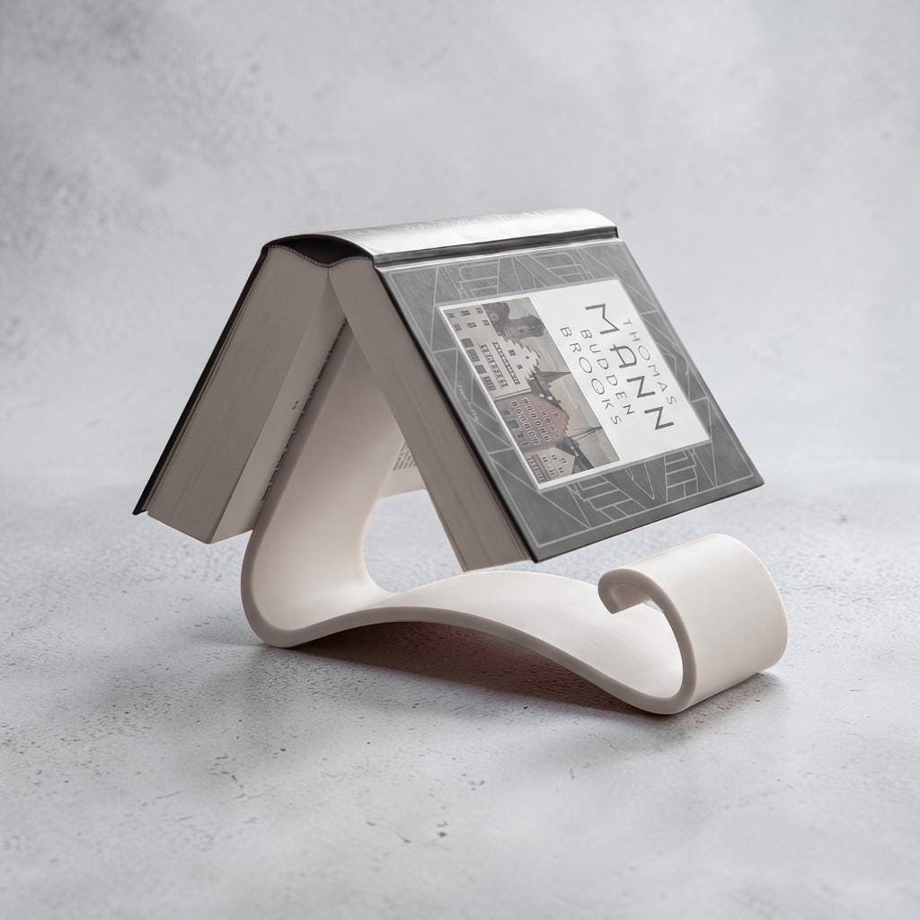 Wavy Book Stand 3D Printed Cantilever Book Holder for Readers & Cookbooks