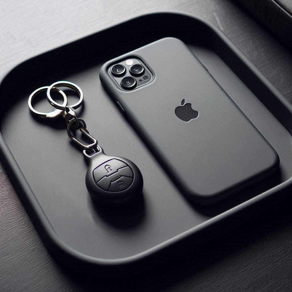 Square Business Catch-All Tray, Modern 3D Printed Key & Phone Tray, Minimalist Entryway Organizer, Desk Valet Tray for Home or Office