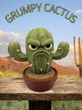 Grumpy Cactus Figurine Gift, Funny 3D Printed Plant Decor for Plant Lovers and Cranky Coworkers