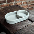 Mid-Century Modern Catch-All Tray with Sliding Coin Bowl, 3D Printed Ribbed Valet Tray, Modern Desk & Dresser Organizer