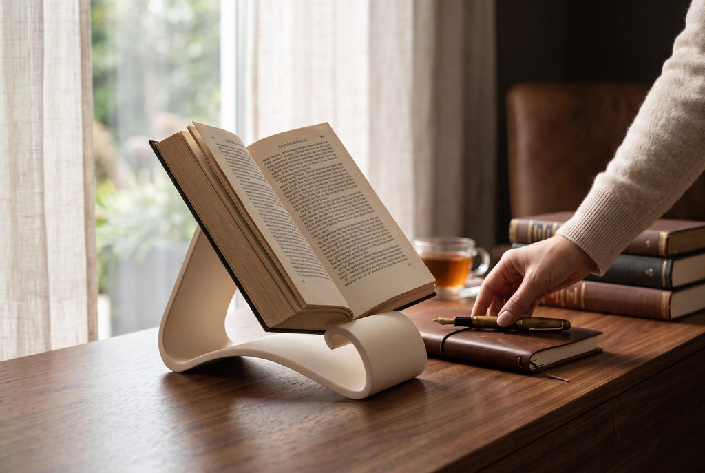 Wavy Book Stand 3D Printed Cantilever Book Holder for Readers & Cookbooks
