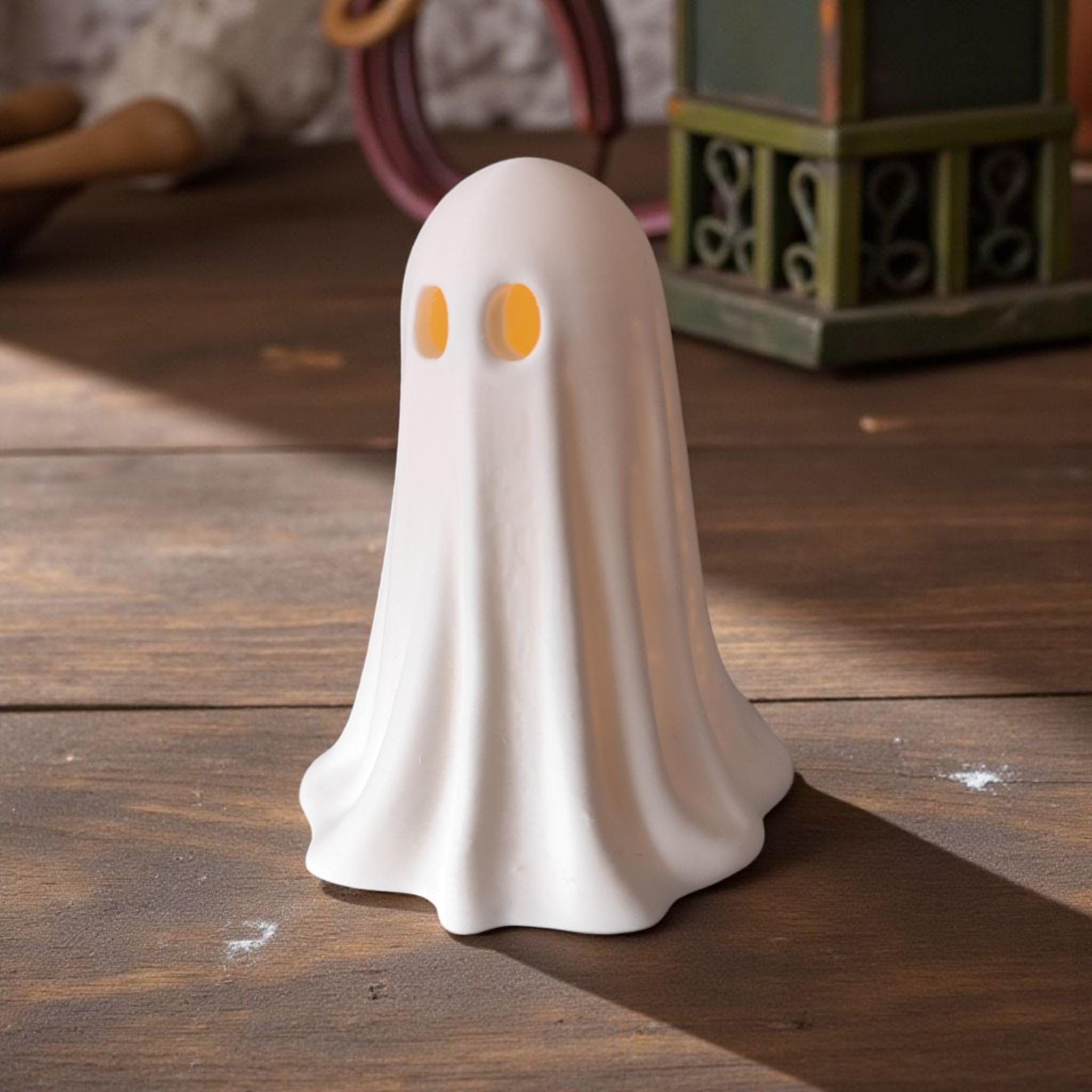 Ghost Lamp for LED Tealight, 3D Printed Halloween Decor, Cute Spooky Night Light, Fall Mantel & Desk Decoration