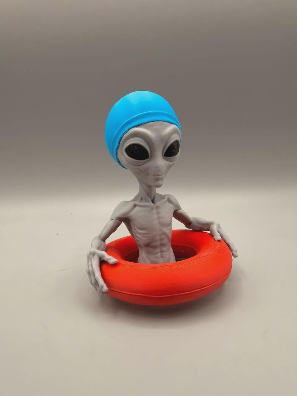 Beach Alien 3D Printed Figurine, Funny Summer Desk Decor, Sci-Fi Pool Party Shelf Collectible