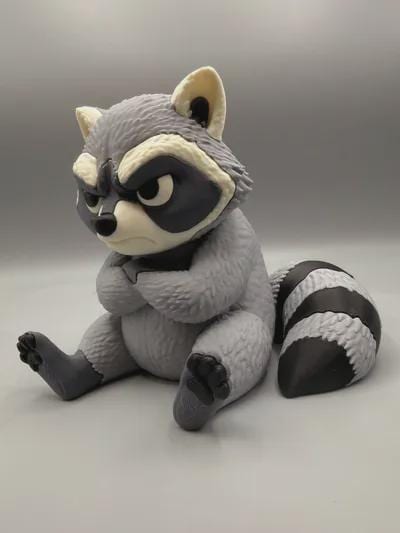 Judgmental Trash Panda Figurine, Arms-Crossed Grumpy Raccoon Who Is Absolutely Done With You