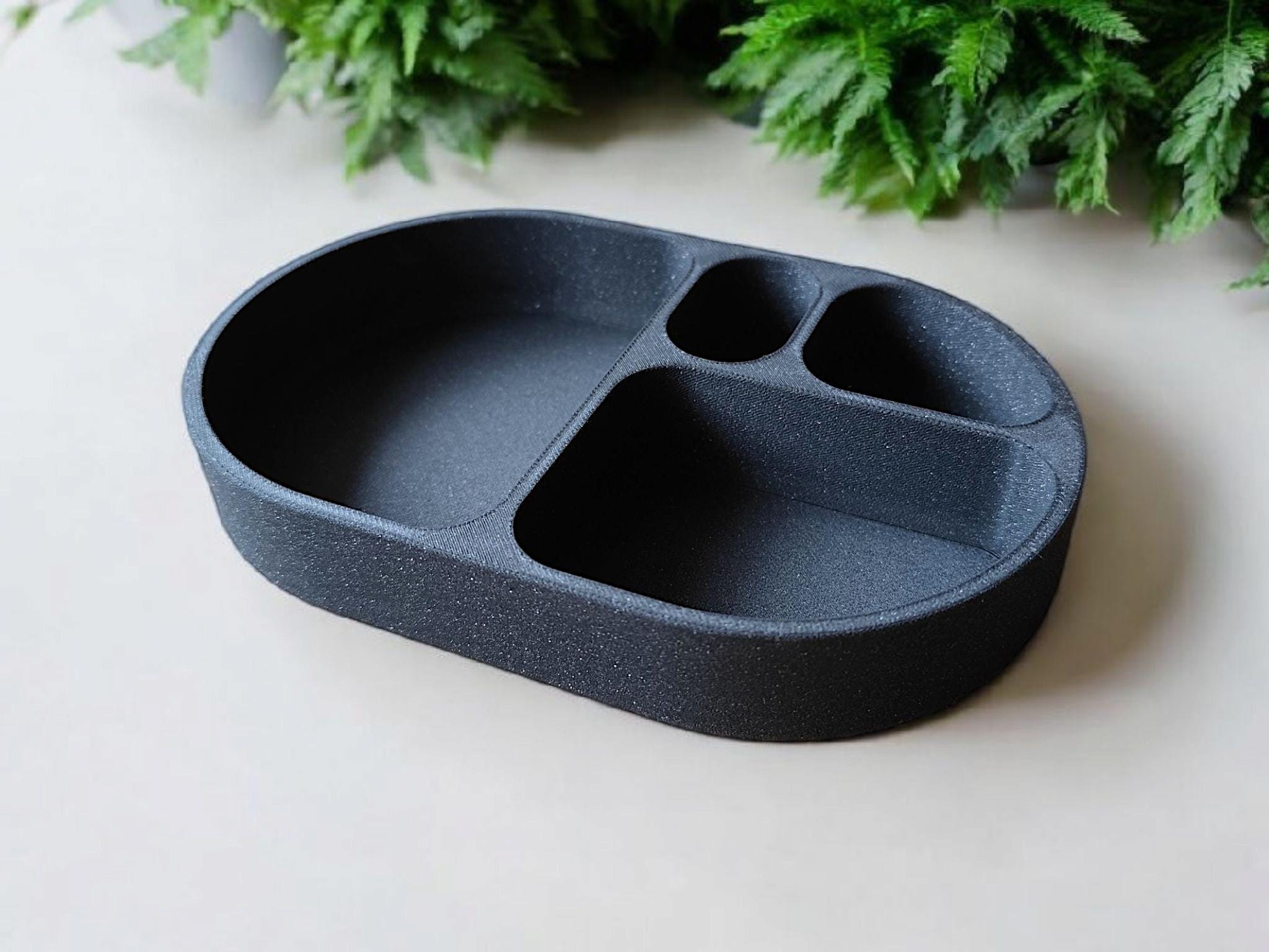 Sleek Rounded Catch-All Tray, Modern Minimalist Key Dish, Sculptural 3D Printed Valet Tray for Entryway or Desk