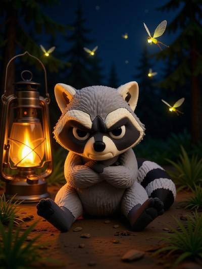 Judgmental Trash Panda Figurine, Arms-Crossed Grumpy Raccoon Who Is Absolutely Done With You