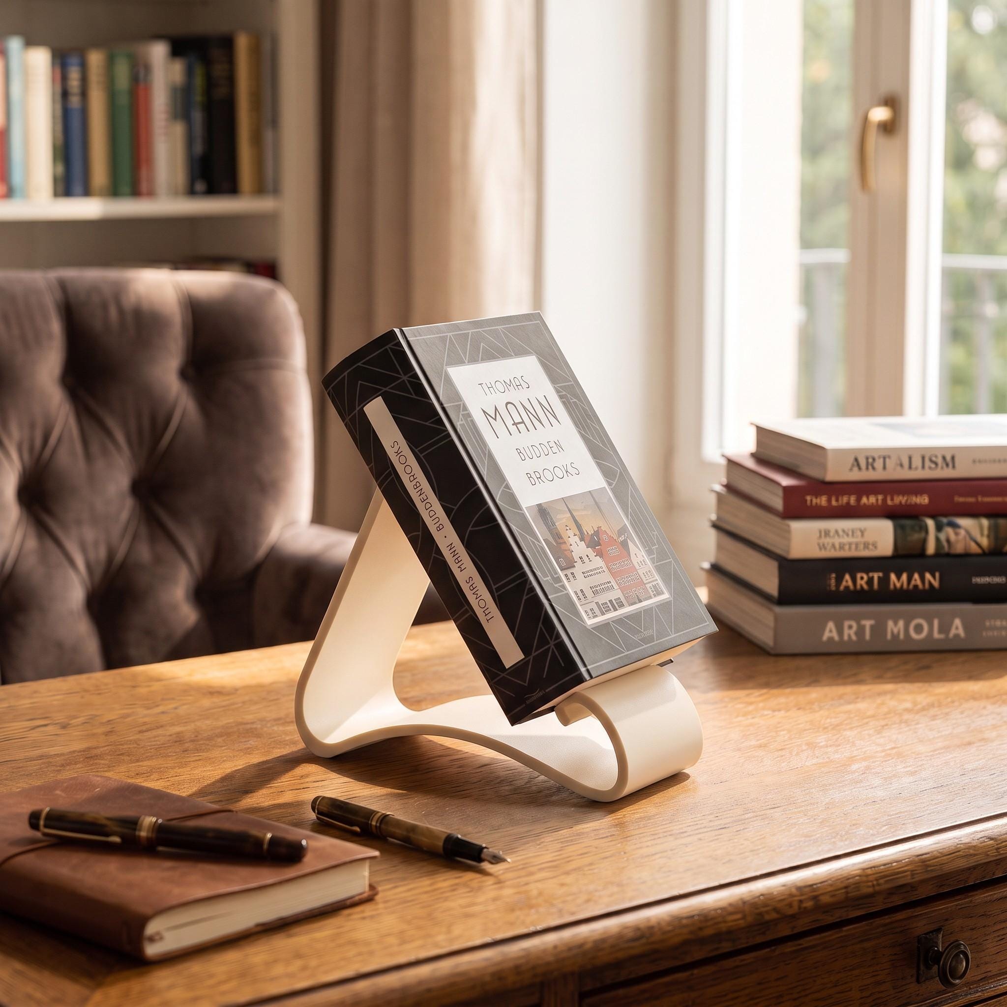 Wavy Book Stand 3D Printed Cantilever Book Holder for Readers & Cookbooks