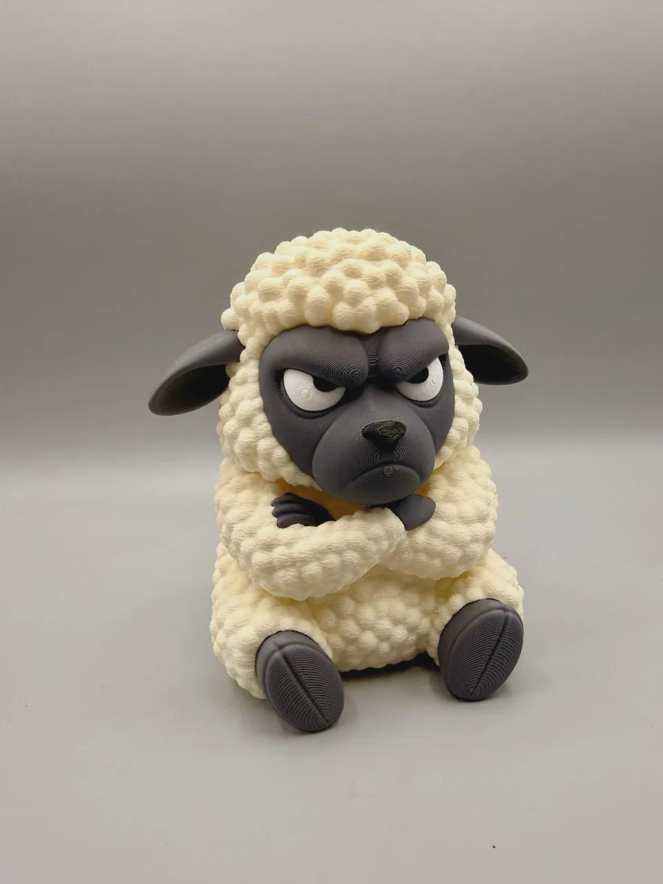 Grumpy Sheep Figurine, Fluffy Ball of Rage Who Is Absolutely Done With Ewe