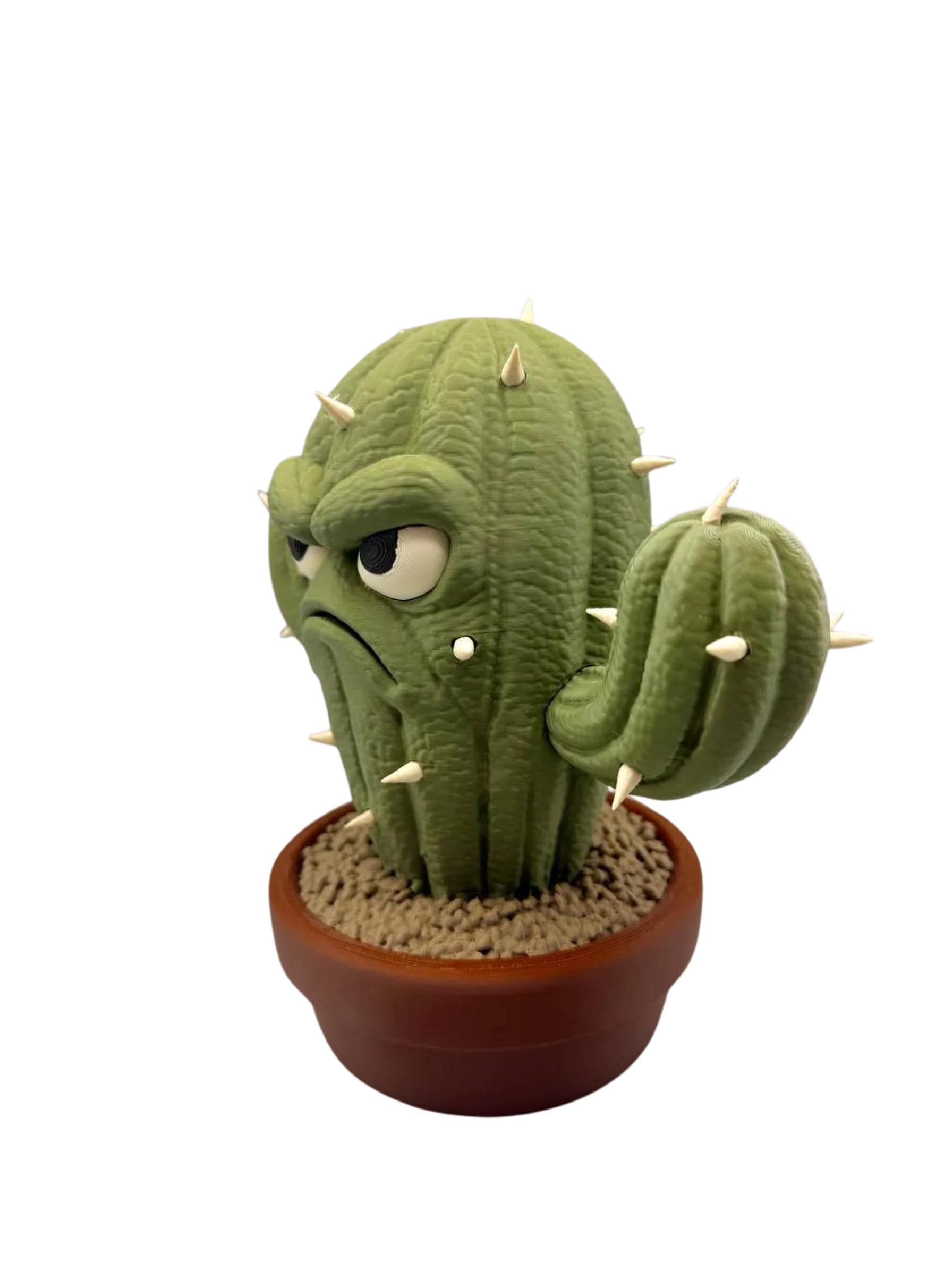 Grumpy Cactus Figurine Gift, Funny 3D Printed Plant Decor for Plant Lovers and Cranky Coworkers
