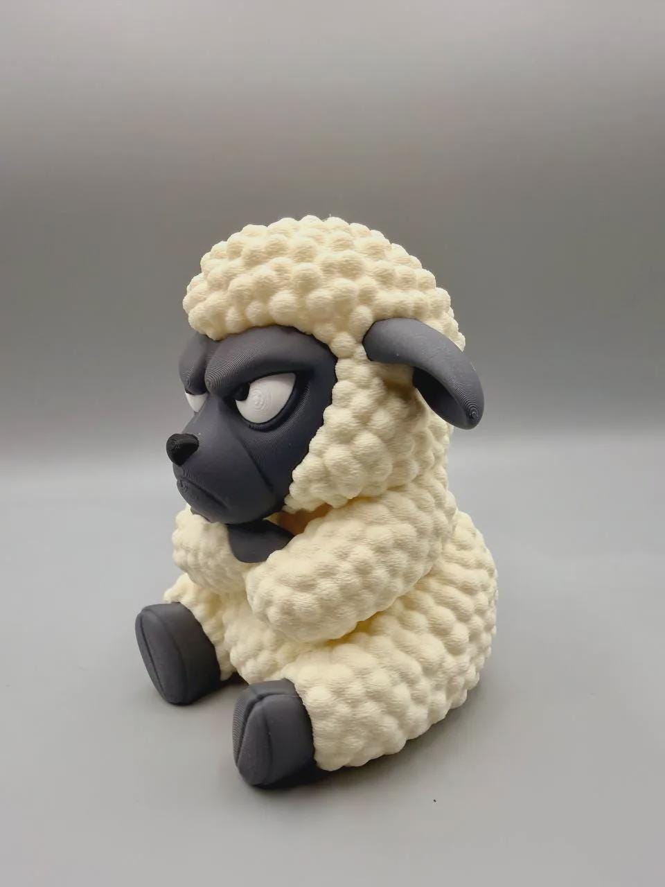 Grumpy Sheep Figurine, Fluffy Ball of Rage Who Is Absolutely Done With Ewe