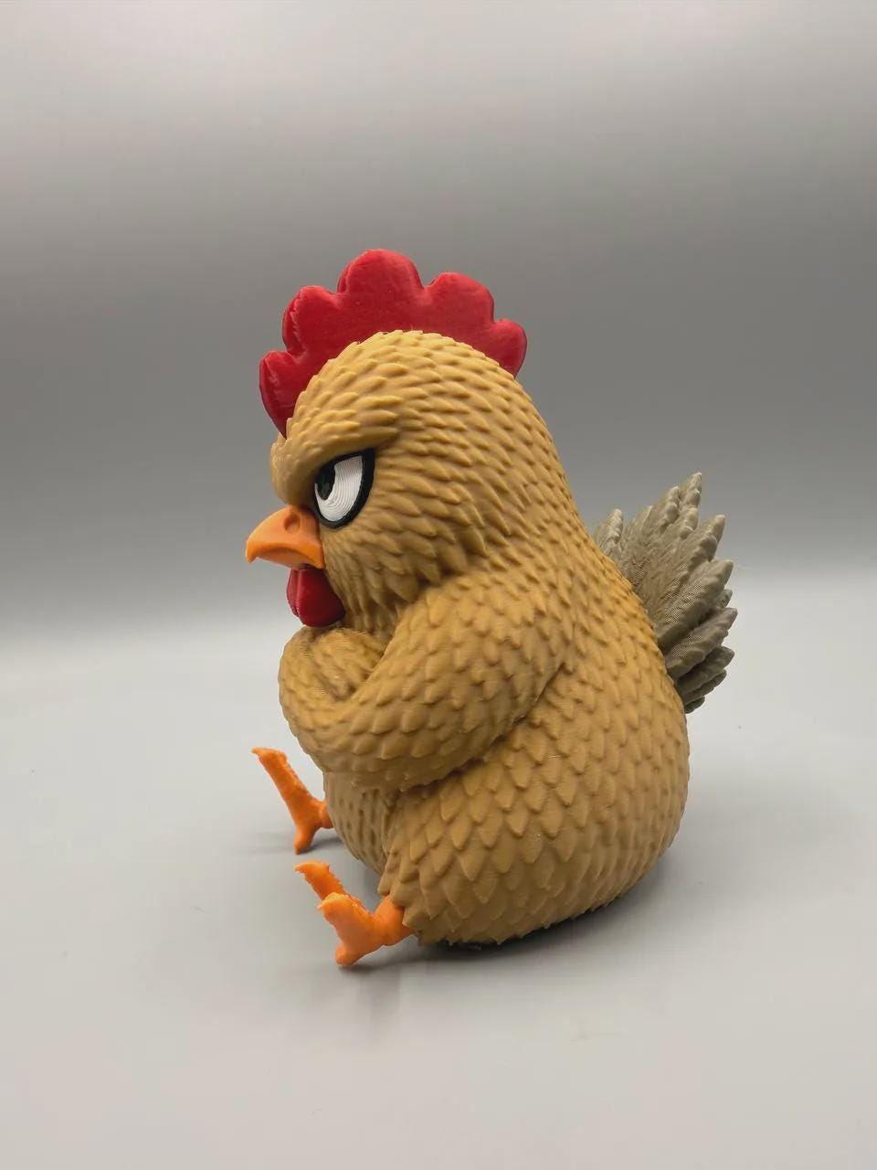 Skeptical Chicken Figurine, Crossed-Wing Grumpy Hen Who Is Ready to Speak to the Manager