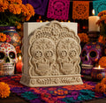Ornate Sugar Skull Napkin Holder, Sculptural Day of the Dead Table Accent, 3D Printed Dia de los Muertos Decor