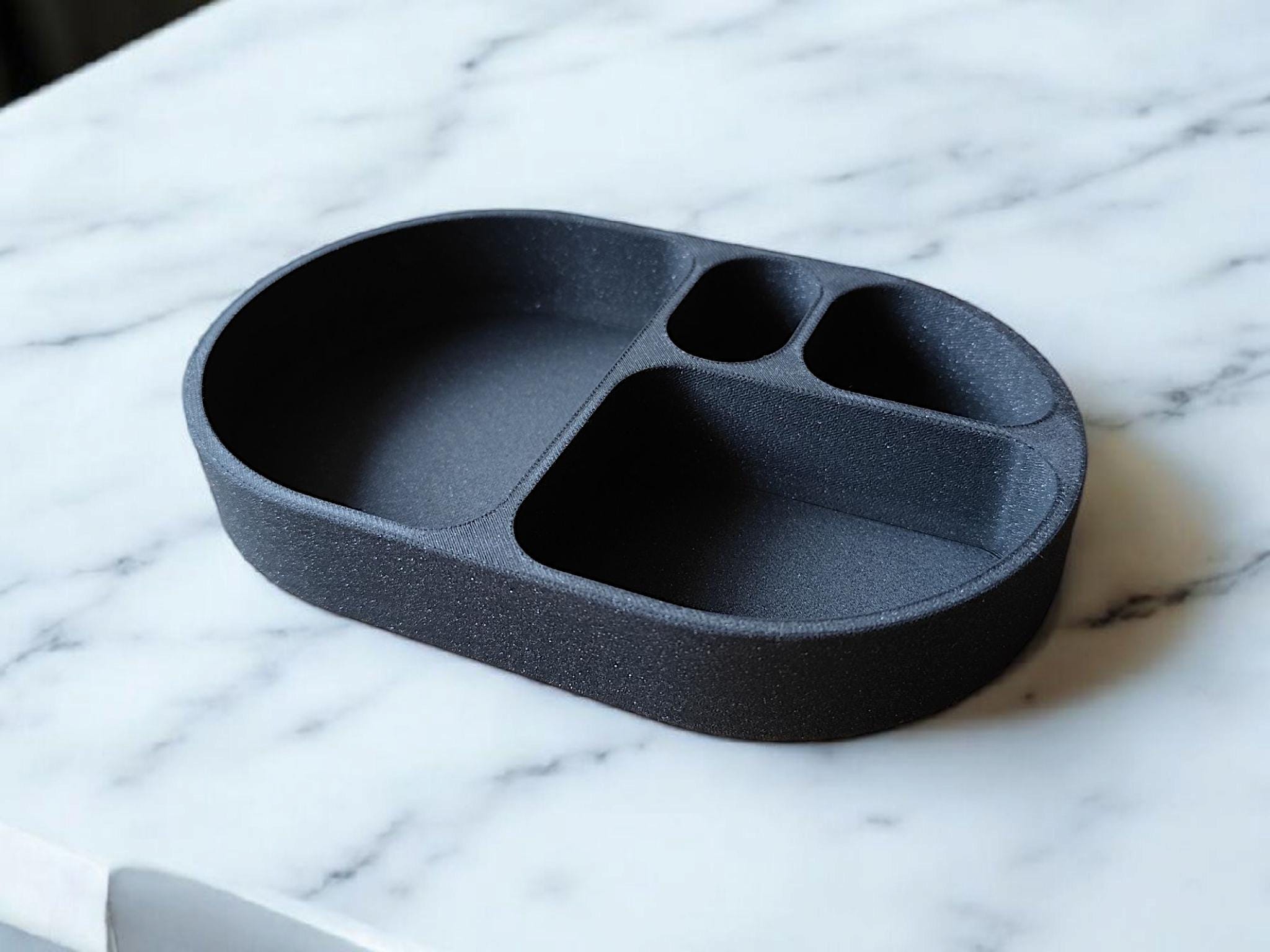 Sleek Rounded Catch-All Tray, Modern Minimalist Key Dish, Sculptural 3D Printed Valet Tray for Entryway or Desk