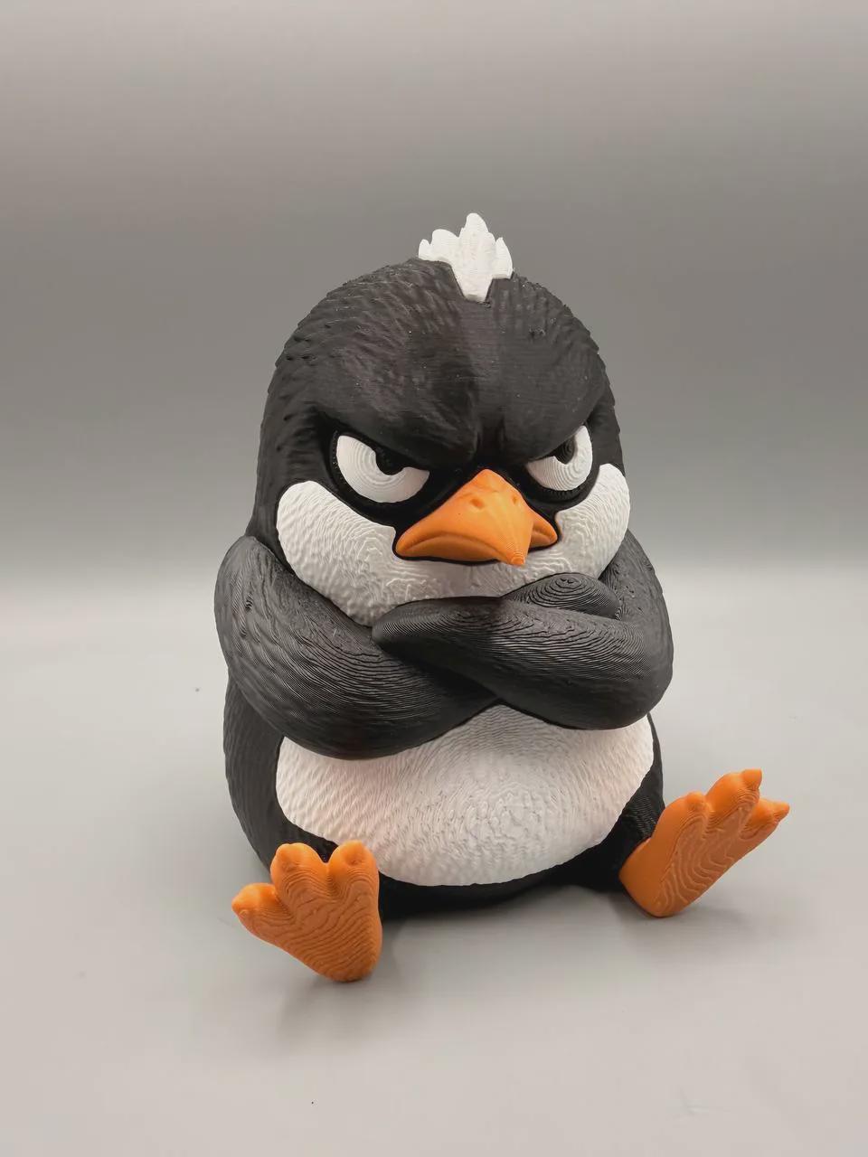 Grumpy Penguin Figurine, Funny 3D Printed Desk Decor, Judgmental Waddle Collectible Gift