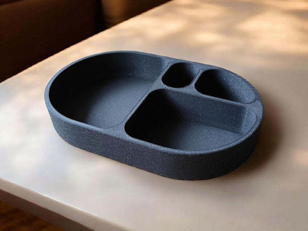Sleek Rounded Catch-All Tray, Modern Minimalist Key Dish, Sculptural 3D Printed Valet Tray for Entryway or Desk