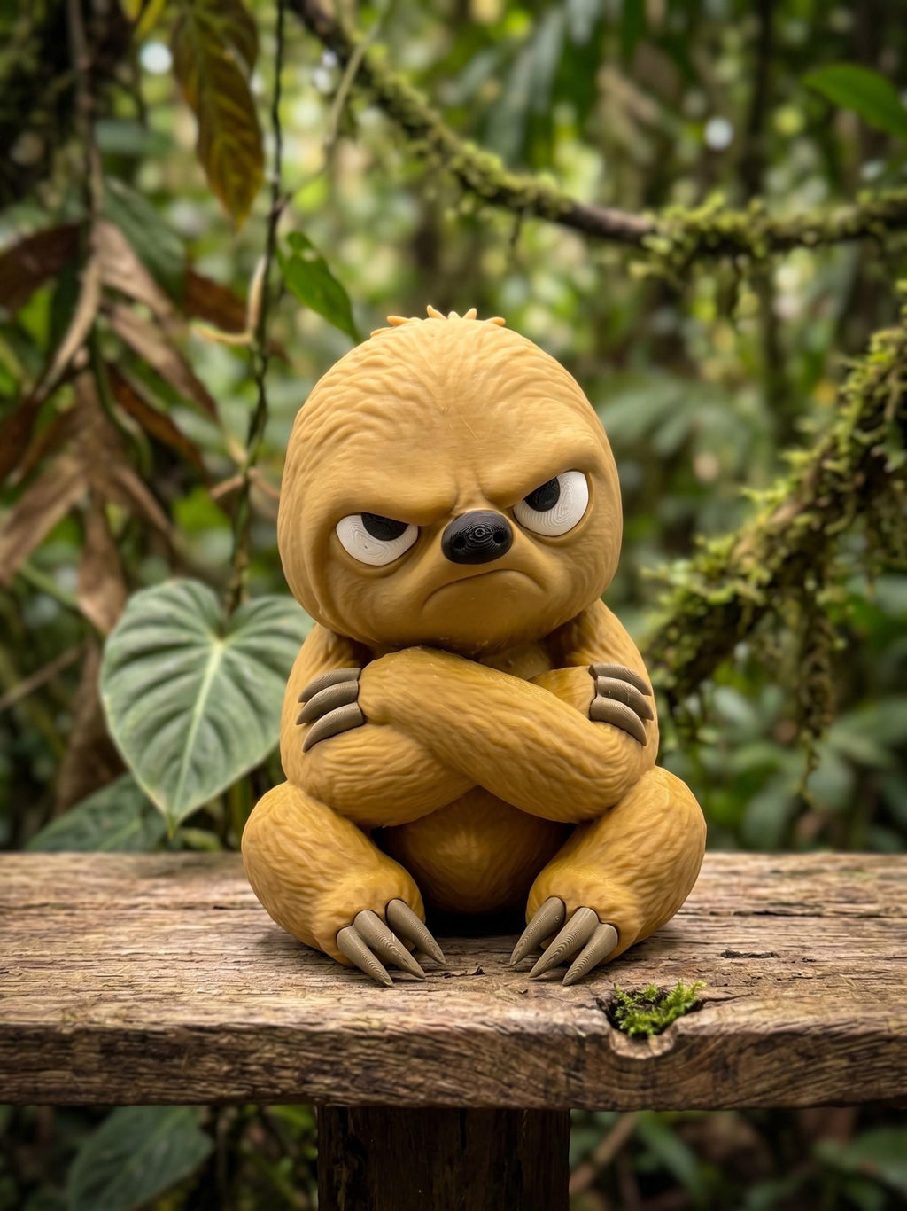 Grumpy Sloth Figurine, Arms-Crossed Sloth Who Ran Out of Patience Three Naps Ago