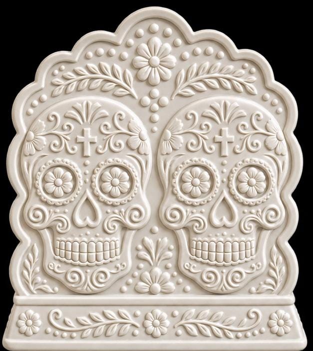 Ornate Sugar Skull Napkin Holder, Sculptural Day of the Dead Table Accent, 3D Printed Dia de los Muertos Decor