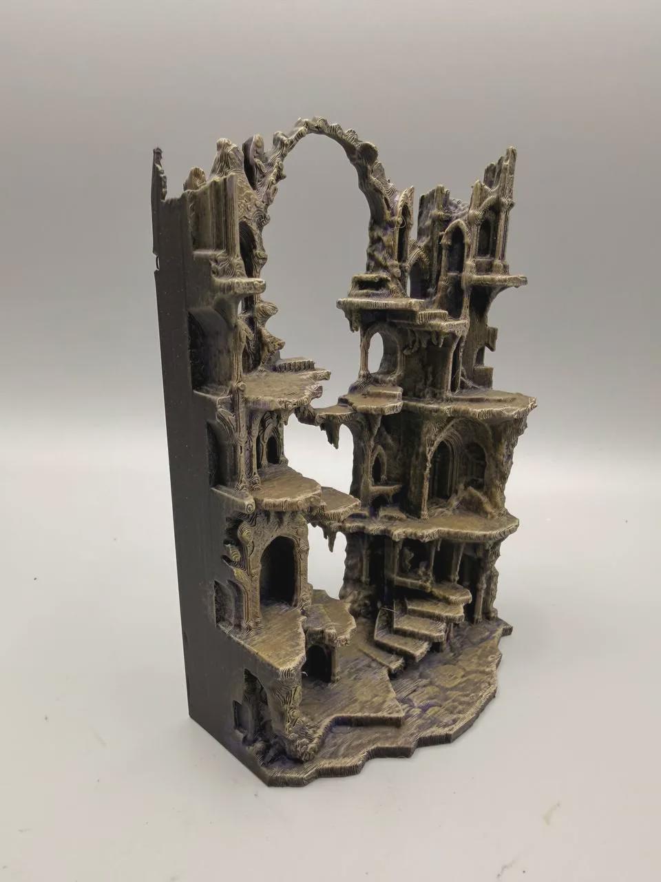 The High Breach 3D Terrarium Background Panel, Ruin Vertical Vivarium Backdrop for Isopods Mantis Millipedes, PLA or PETG
