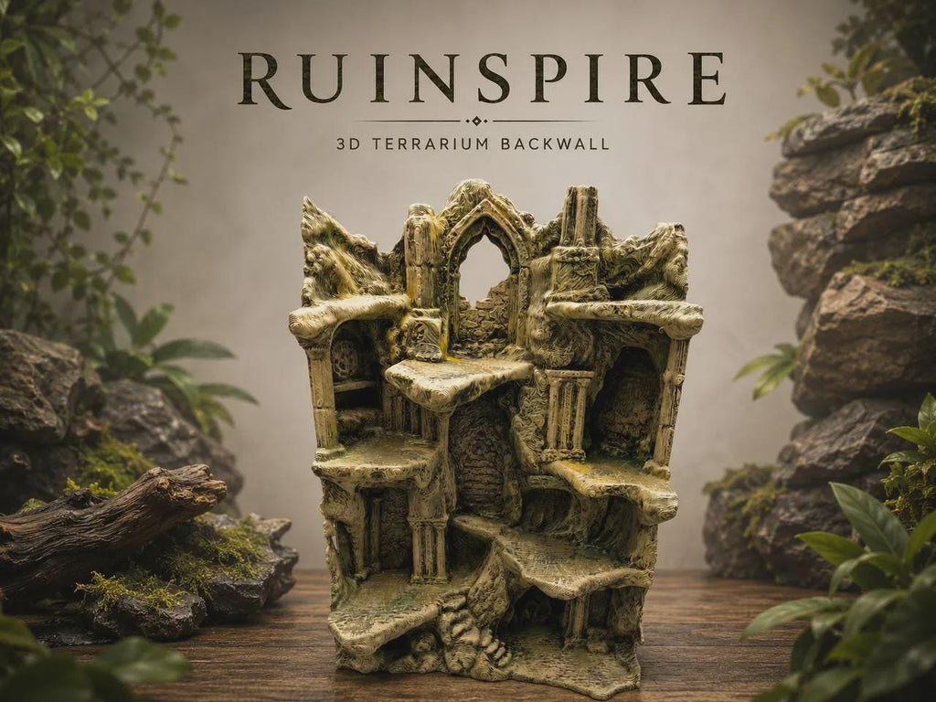 Ruinspire 3D Printed Ancient Ruin Terrarium Background, Caves Ledges Vivarium Decor Wall