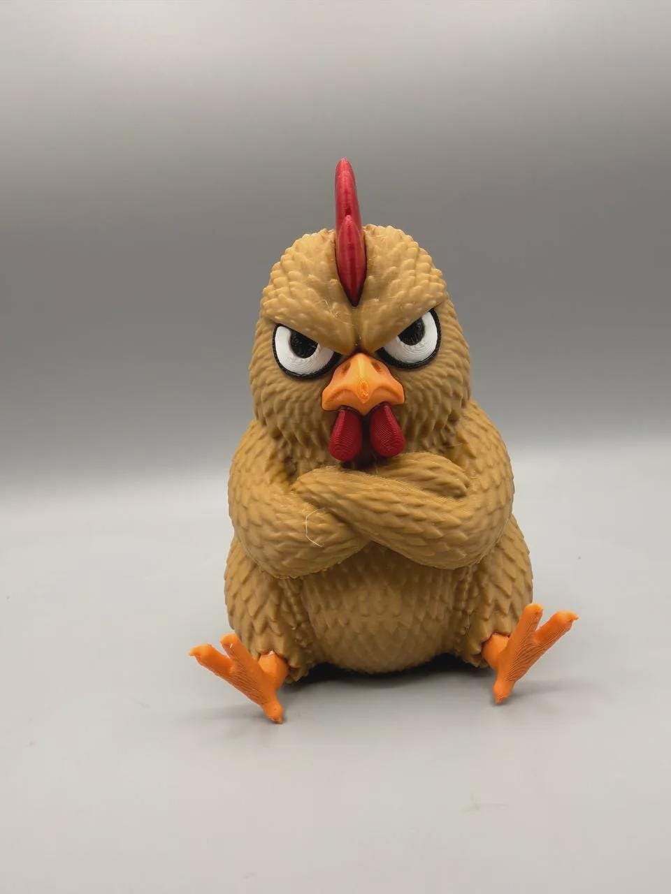 Skeptical Chicken Figurine, Crossed-Wing Grumpy Hen Who Is Ready to Speak to the Manager