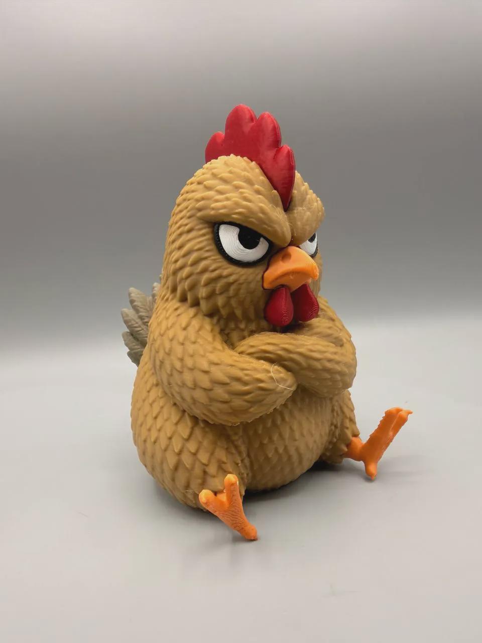 Skeptical Chicken Figurine, Crossed-Wing Grumpy Hen Who Is Ready to Speak to the Manager