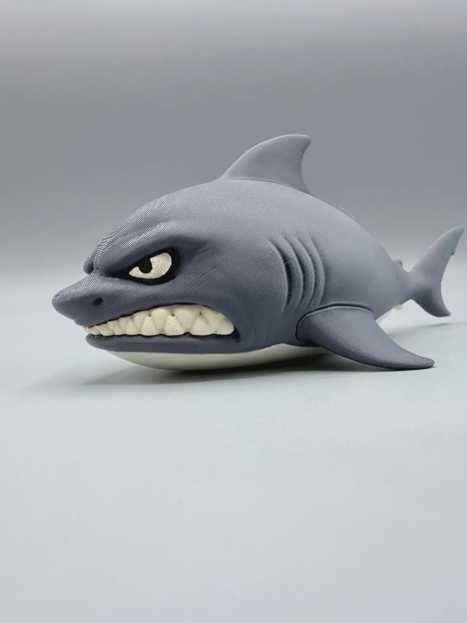 Grumpy Shark Figurine, Funny 3D Printed PETG Desk Decor, Floating Great White Collectible Gift