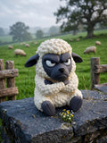 Grumpy Sheep Figurine, Fluffy Ball of Rage Who Is Absolutely Done With Ewe