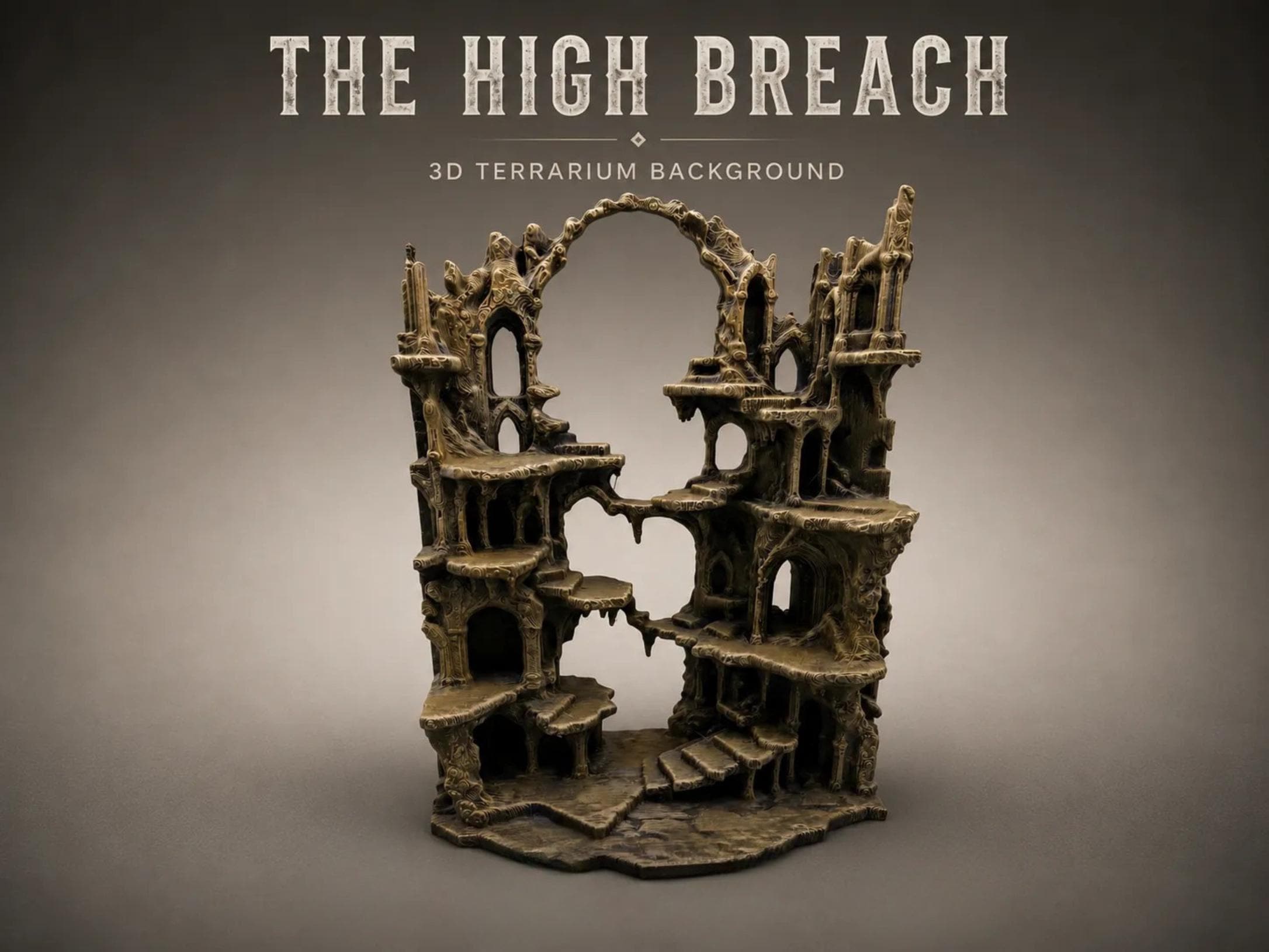 The High Breach 3D Terrarium Background Panel, Ruin Vertical Vivarium Backdrop for Isopods Mantis Millipedes, PLA or PETG