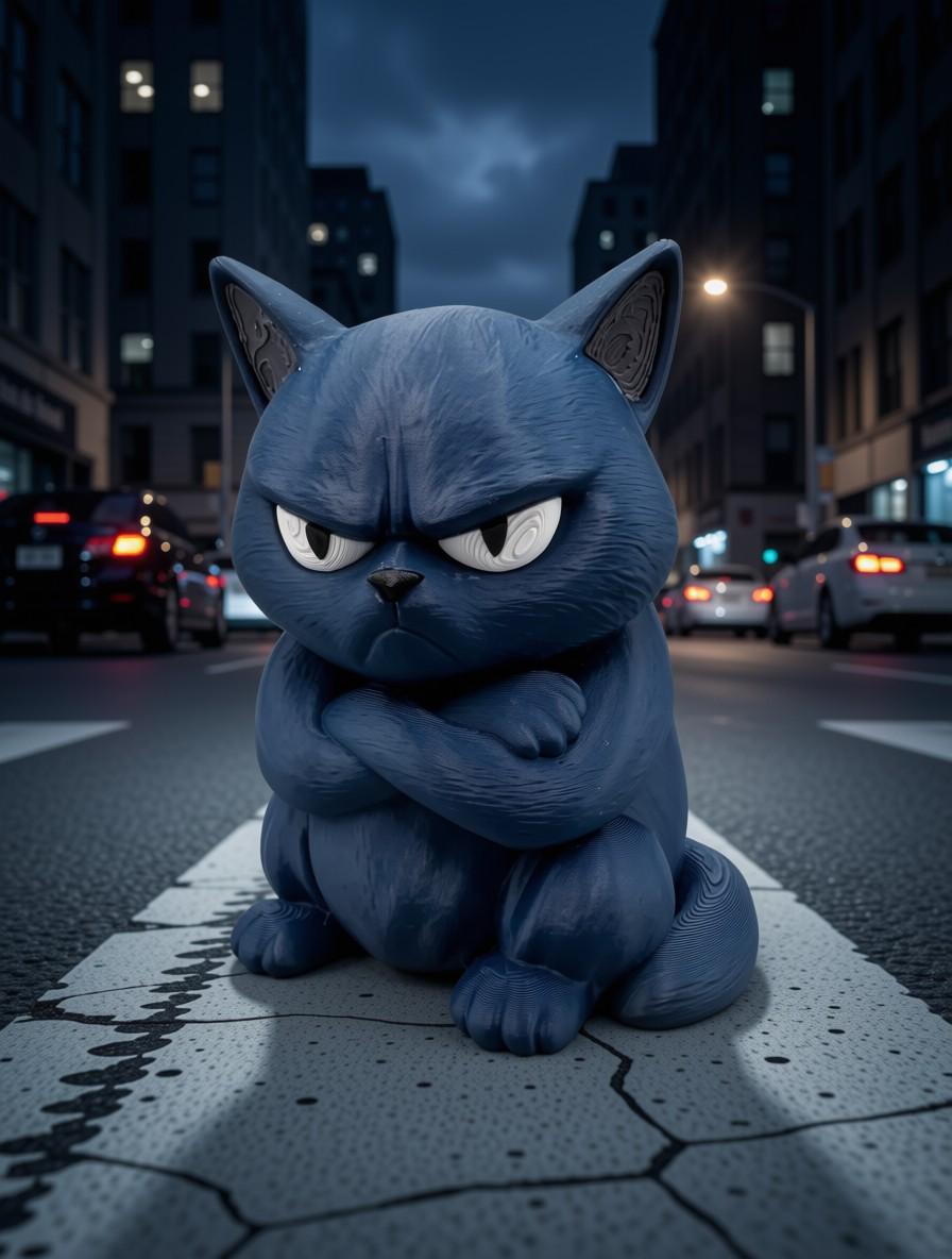 Grumpy Cat Figurine, Funny 3D Printed Desk Decor, Unimpressed Cat Collectible Gift for Cat Lovers