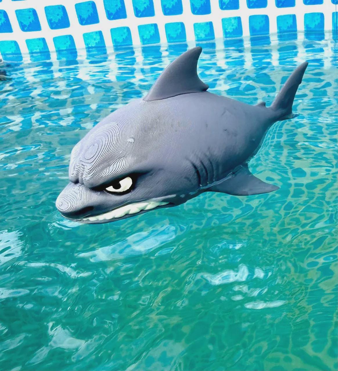 Grumpy Shark Figurine, Funny 3D Printed PETG Desk Decor, Floating Great White Collectible Gift