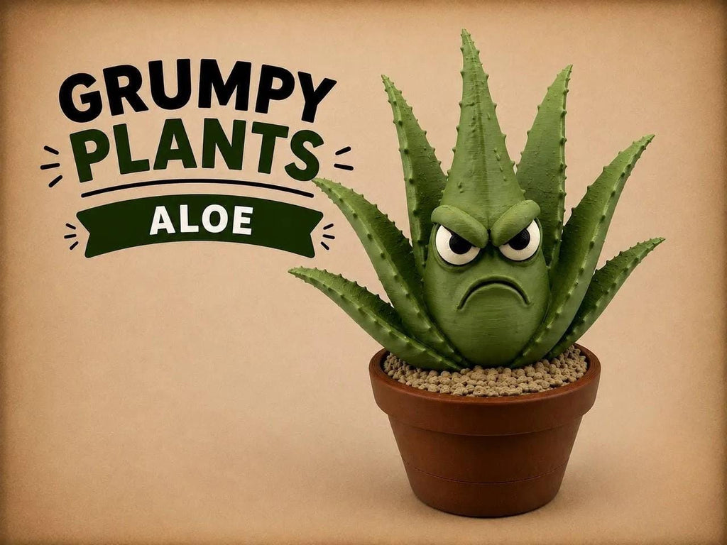 Grumpy Aloe Plant Figurine, Funny 3D Printed Succulent Desk Decor, Office Shelf Collectible