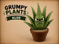Grumpy Aloe Plant Figurine, Funny 3D Printed Succulent Desk Decor, Office Shelf Collectible