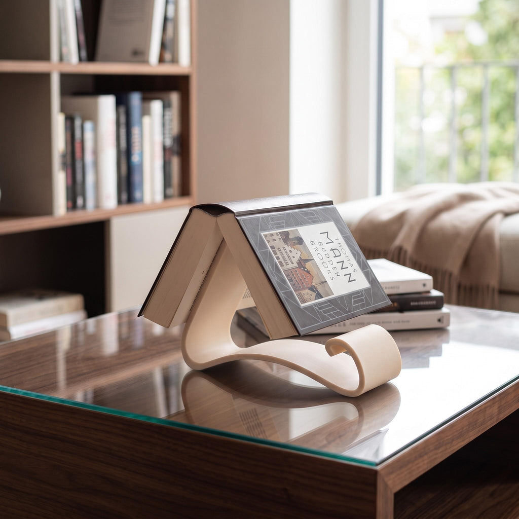Wavy Book Stand 3D Printed Cantilever Book Holder for Readers & Cookbooks